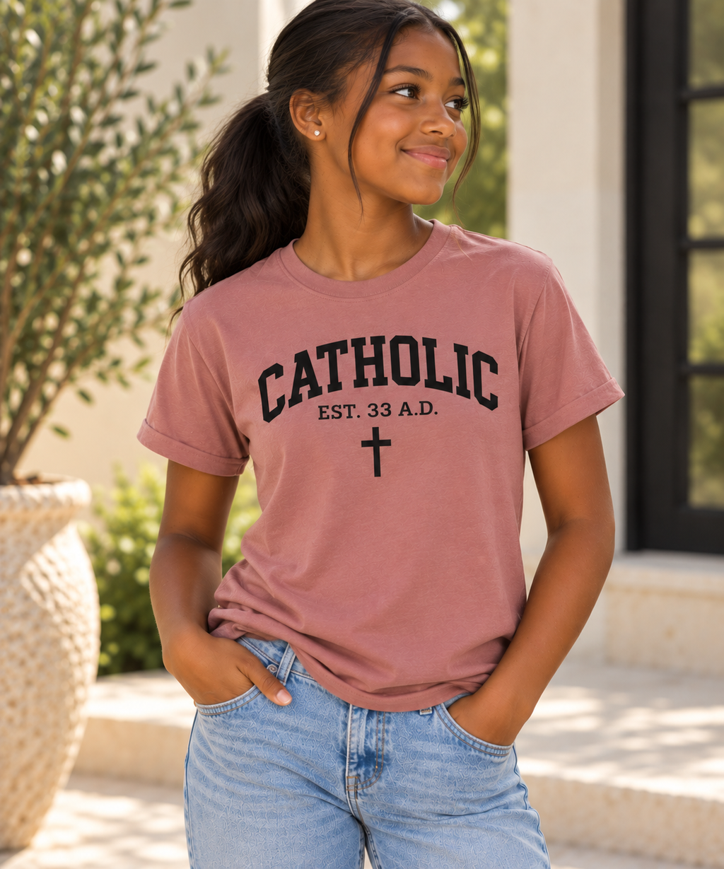 Catholic Varsity T-Shirt for Youth Girls