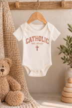 Catholic Varsity Onesie for Baby Girls