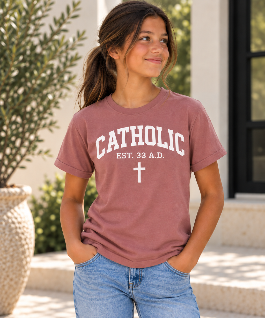 Catholic Varsity T-Shirt for Youth Girls