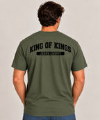 King of Kings T-Shirt for Men — Military Green / Black — back view