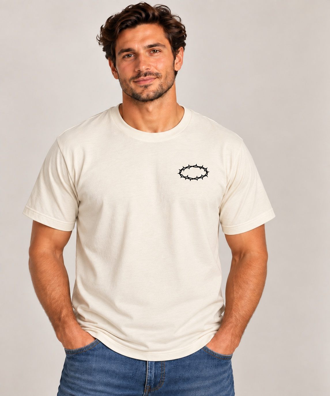 King of Kings T-Shirt for Men — Natural / Black — front view