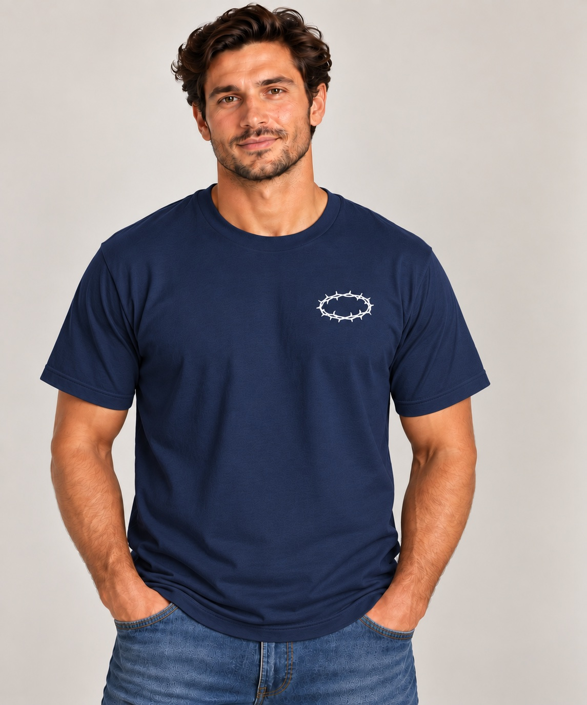 King of Kings T-Shirt for Men — Navy / White — front view