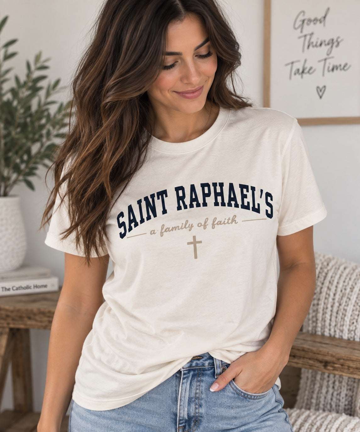 St. Raphael’s Family of Faith T-Shirt for Women — Natural