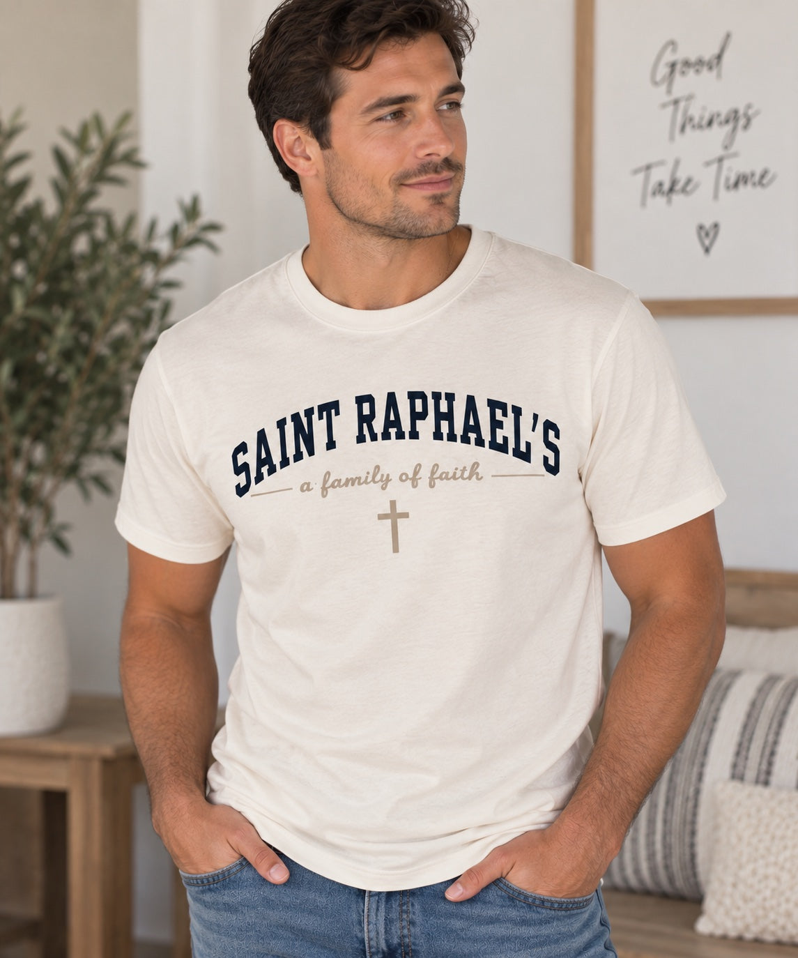 St. Raphael’s Family of Faith T-Shirt for Men — Natural