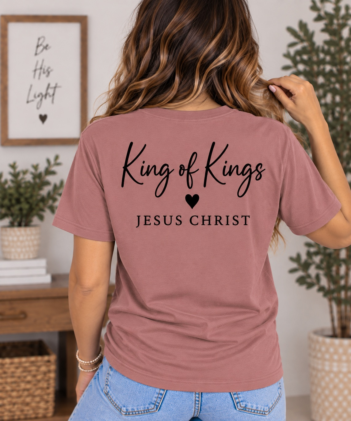 Women's King of Kings T-Shirt — Mauve / Black — back view