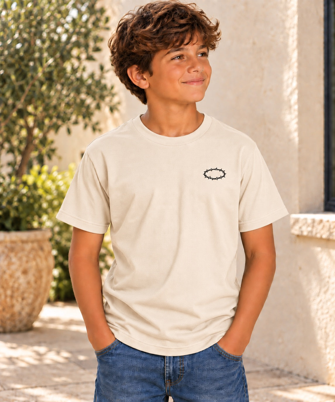 King of Kings T-Shirt for Youth Boys — natural black front